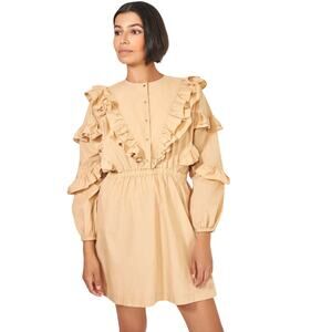 Roseanna Paris Emiliano Dress Size S Cream Ruffle Cotton Mini Prairie Boho